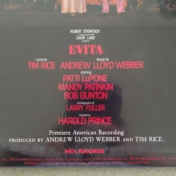 EVITA - “Premiere American Recording” Vinyl Record 1979 - Picture 3 of 5